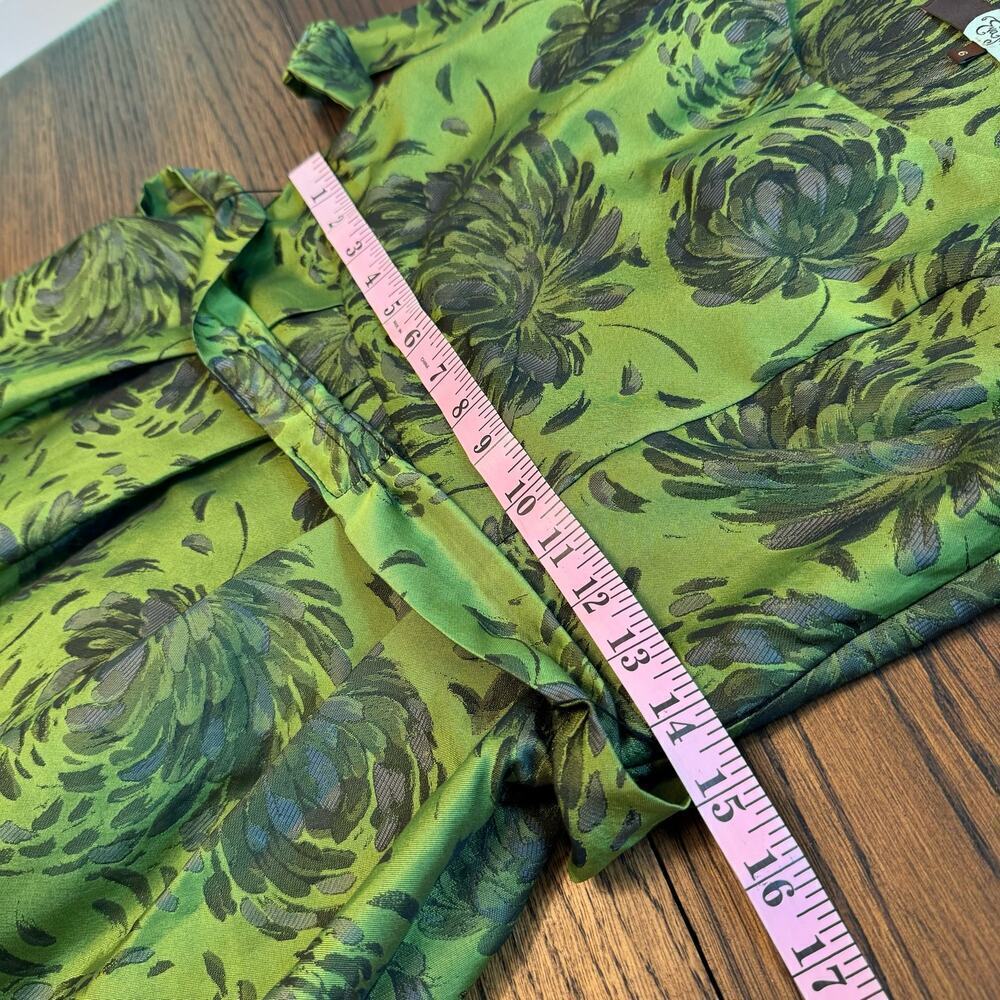 Anthropologie Eva Franco Retro Green Floral Fit and Flare Womens sz 6 Waist Belt - Picture 12 of 13